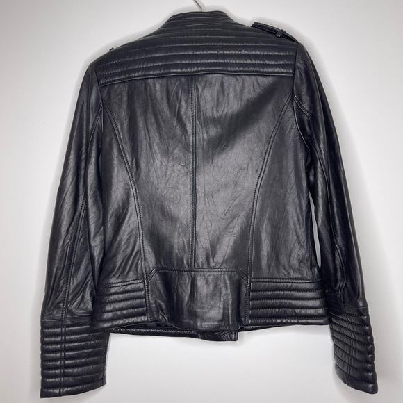 Michael Kors 100% Leather Black Asymmetrical Moto Jacket M - Picture 3 of 8